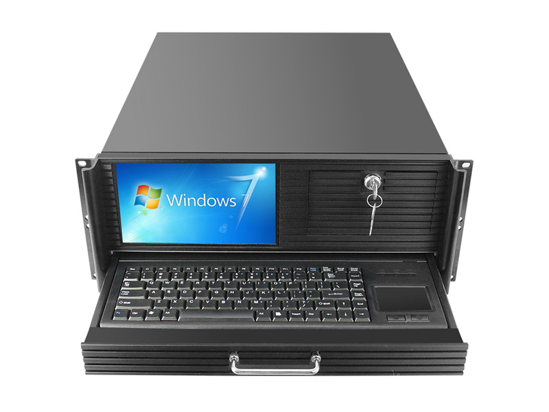 4U Rackmount Industrial PC All-in-one Workstation with Integrated 8.9" Display and Drawer Keyboard and Mouse
