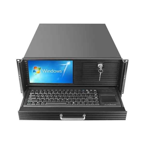 4U Rackmount Industrial PC All-in-one Workstation with Integrated 8.9" Display and Drawer Keyboard and Mouse