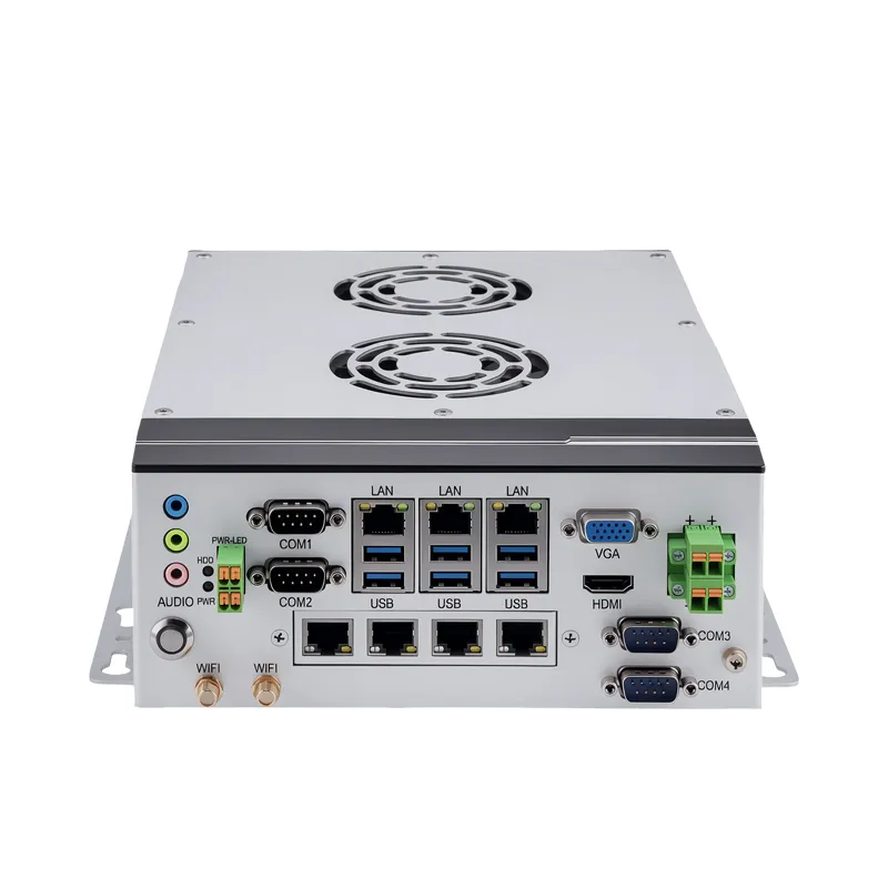 All aluminum BOX industrial computer with fan on the cooling teeth, support 6/8/9th GEN CPU