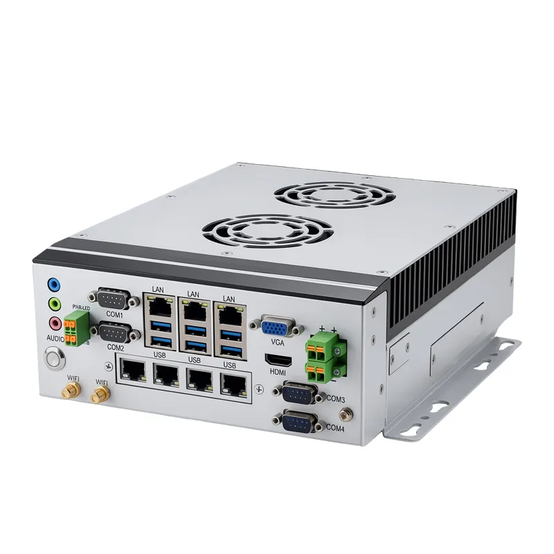 All aluminum BOX industrial computer with fan on the cooling teeth, support 6/8/9th GEN CPU